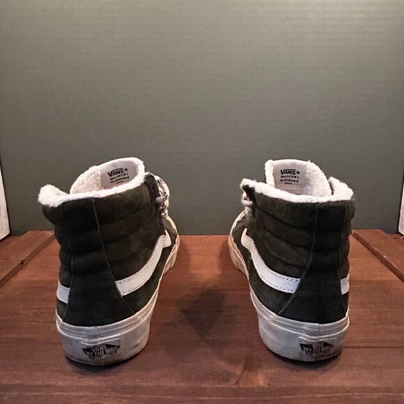 Vans Mens Dark Green Faux Fur Lined High Top Skateboard Shoes Size 6M/7.5W - Picture 6 of 11